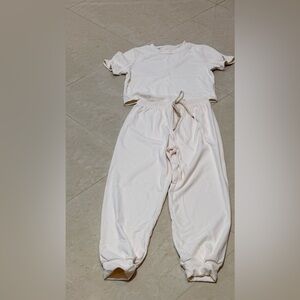 Elegant Cream Women's Jumpsuit Medium : 2 pieces( Pullover & Pant) Almost New